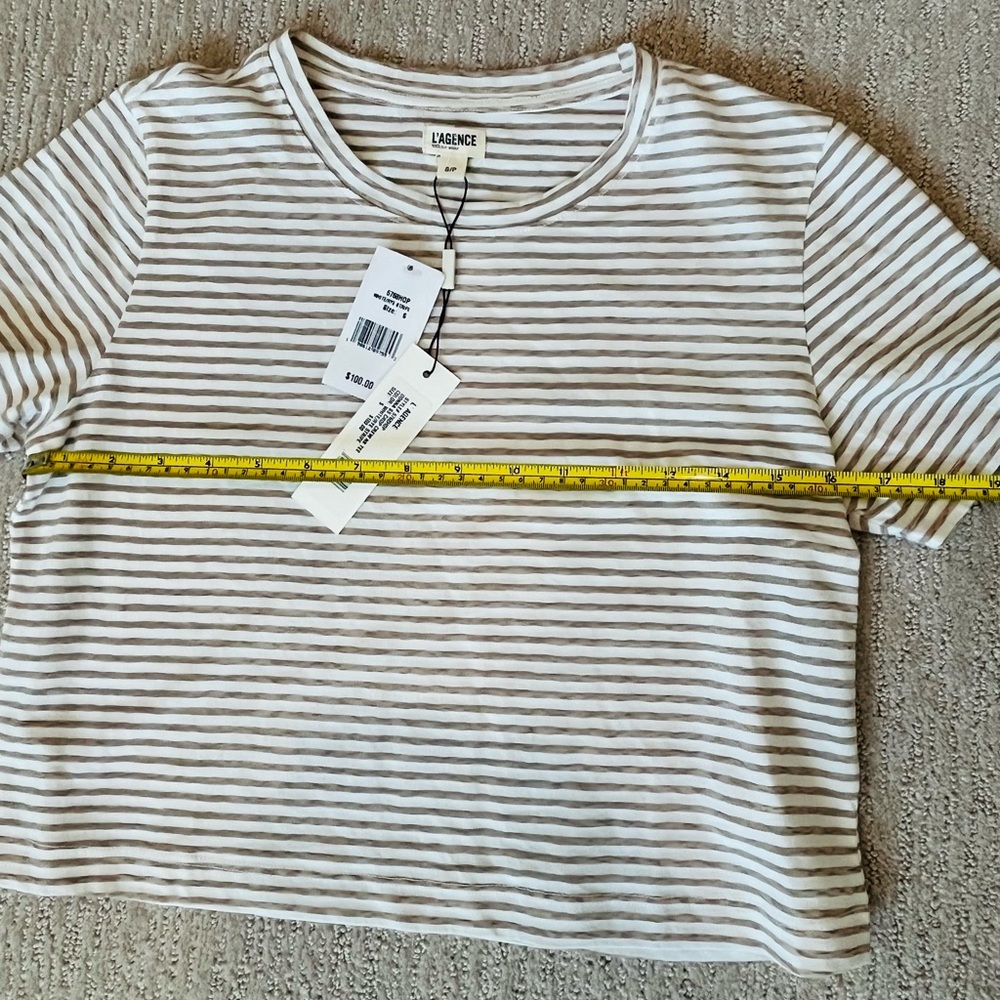 L’Agence Donna Stripe Cropped Tee - Picture 11 of 13